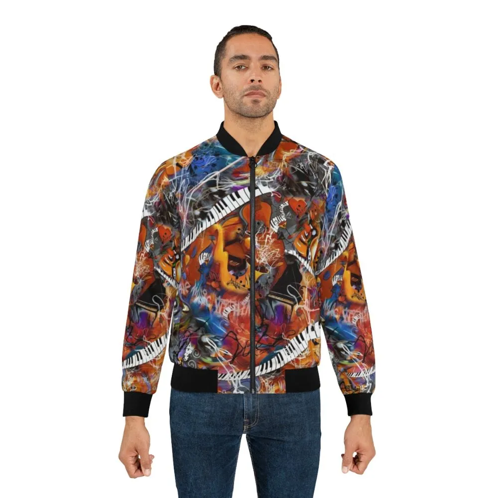 Abstract Music Instruments Scribble Bomber Jacket