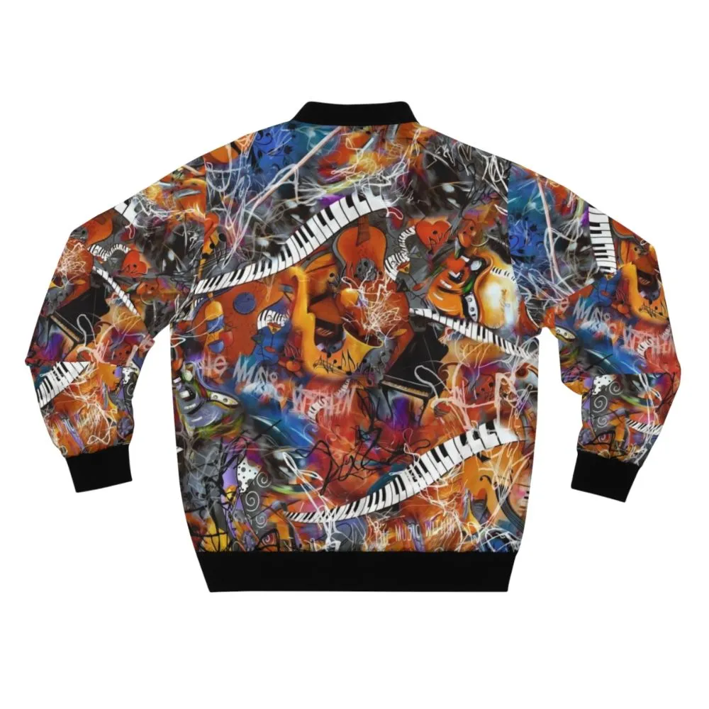 Abstract Music Instruments Scribble Bomber Jacket