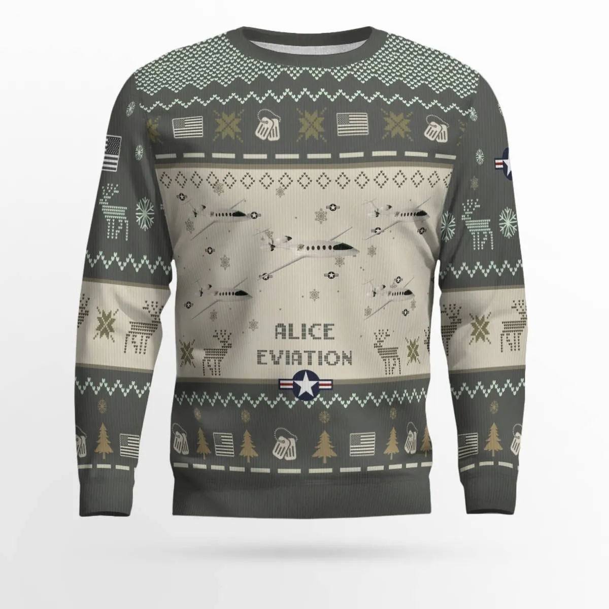 Alice Eviation Aircraft Ugly Sweater, Ugly Sweater Christmas Shirt for Men Dad Veteran