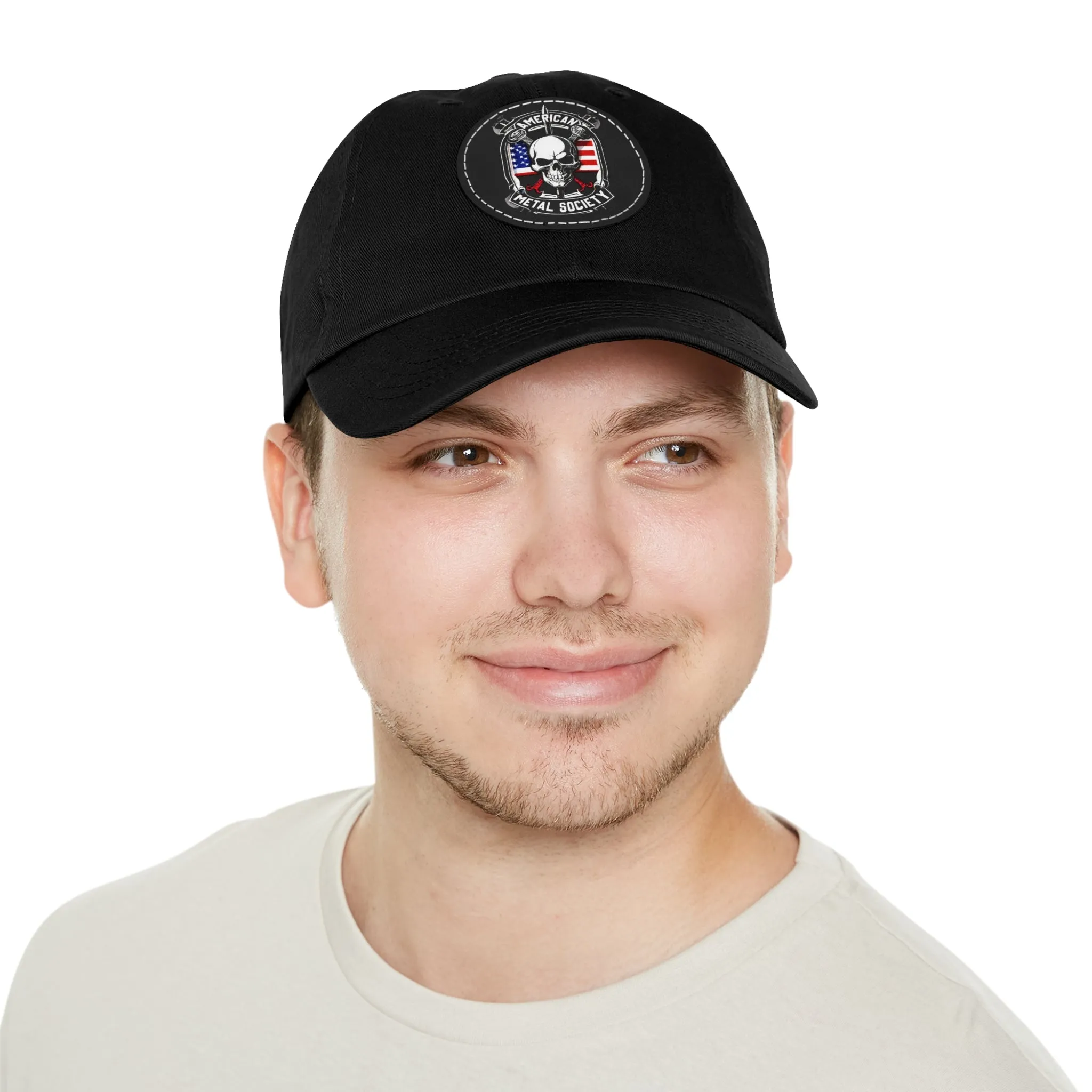 American Metal Society Dad Hat with Leather Patch (Round)