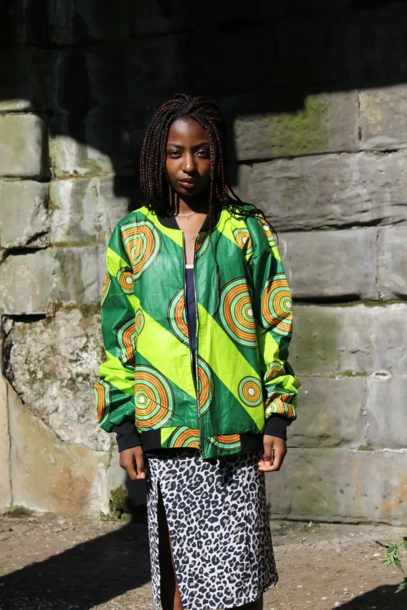 Aztec Jacket in Green African Print- Festival Clothing