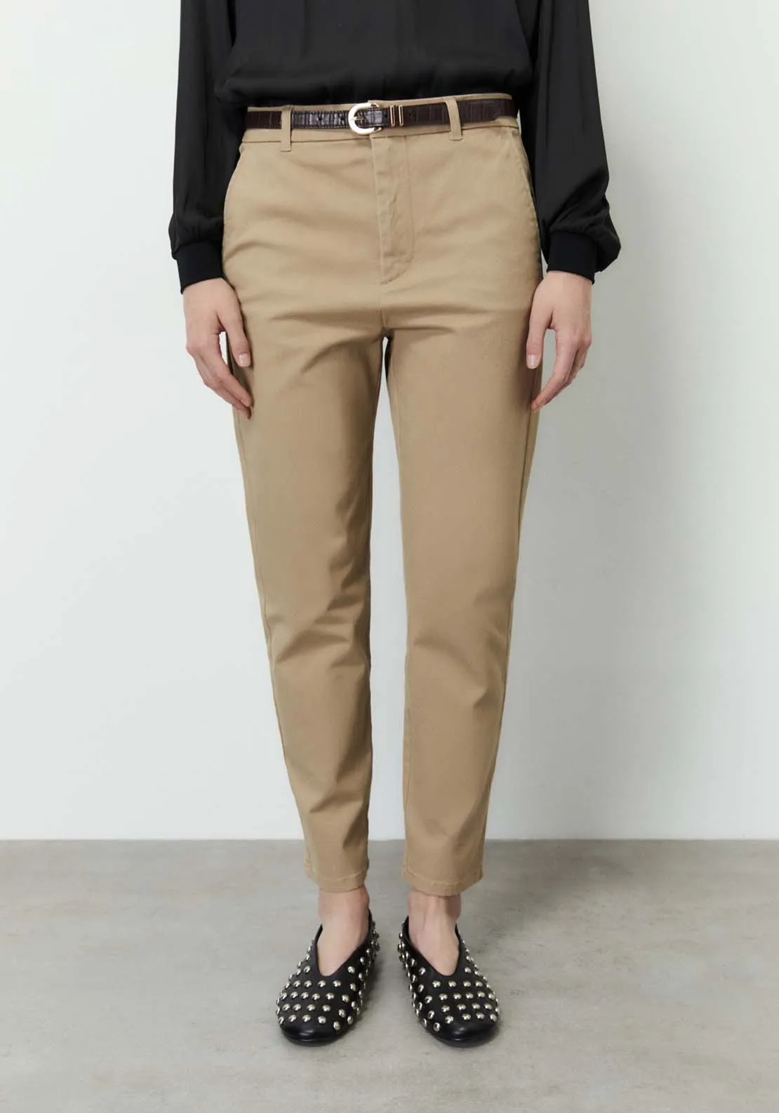 Belted chino trousers - Camel