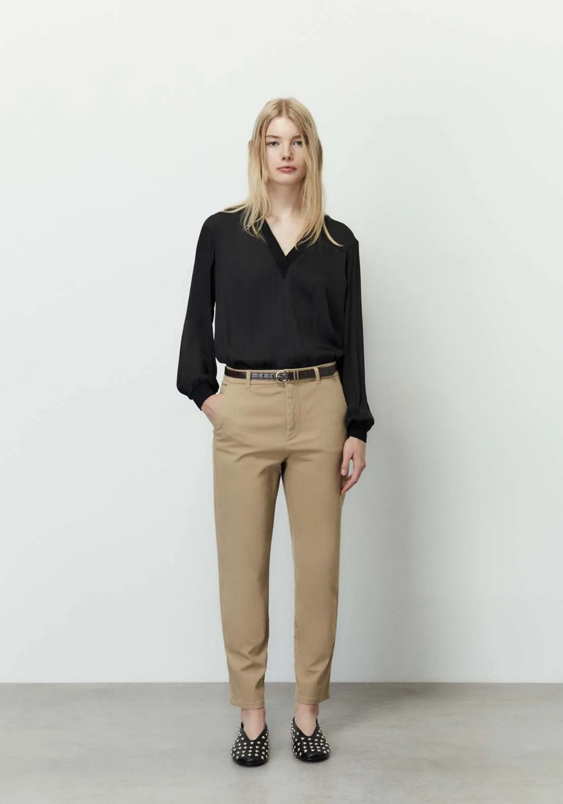 Belted chino trousers - Camel