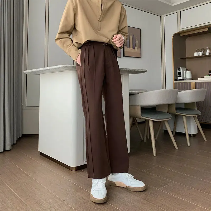 Belted Slim Fit Straight Leg Pants