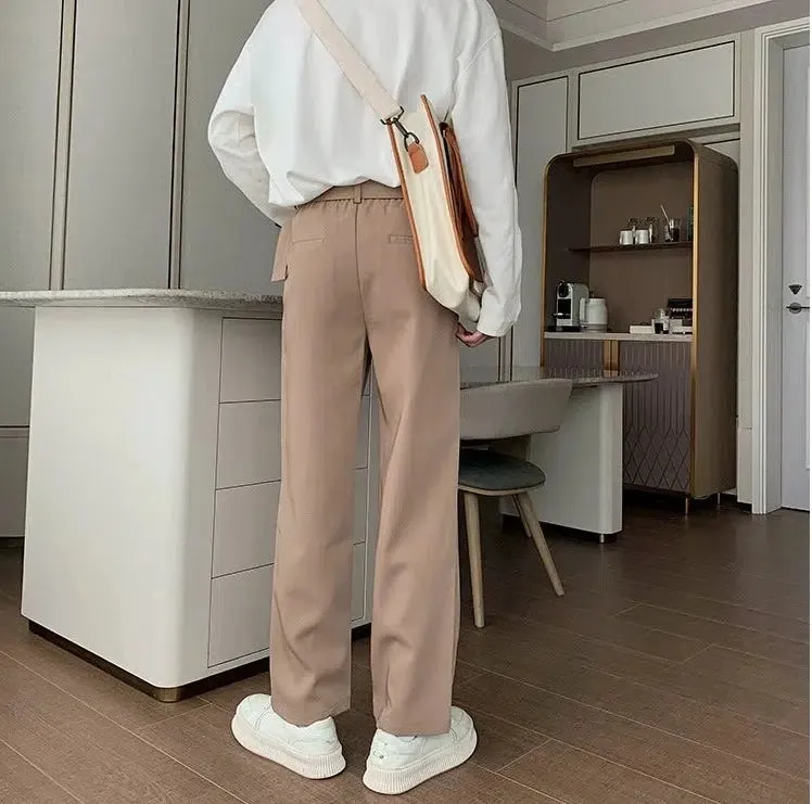 Belted Slim Fit Straight Leg Pants