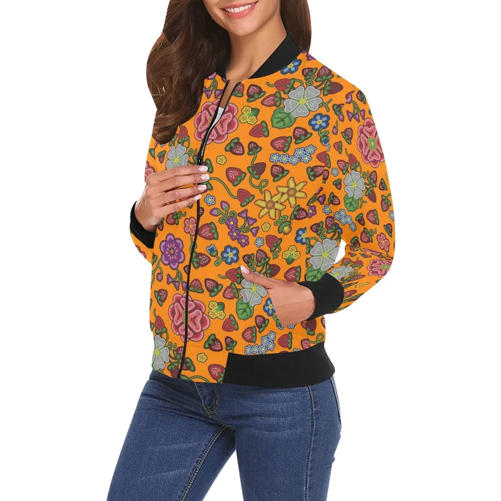 Berry Pop Carrot All Over Print Bomber Jacket for Women