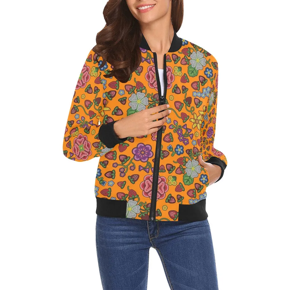 Berry Pop Carrot All Over Print Bomber Jacket for Women