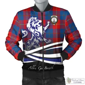 Blane Tartan Bomber Jacket with Alba Gu Brath Regal Lion Emblem