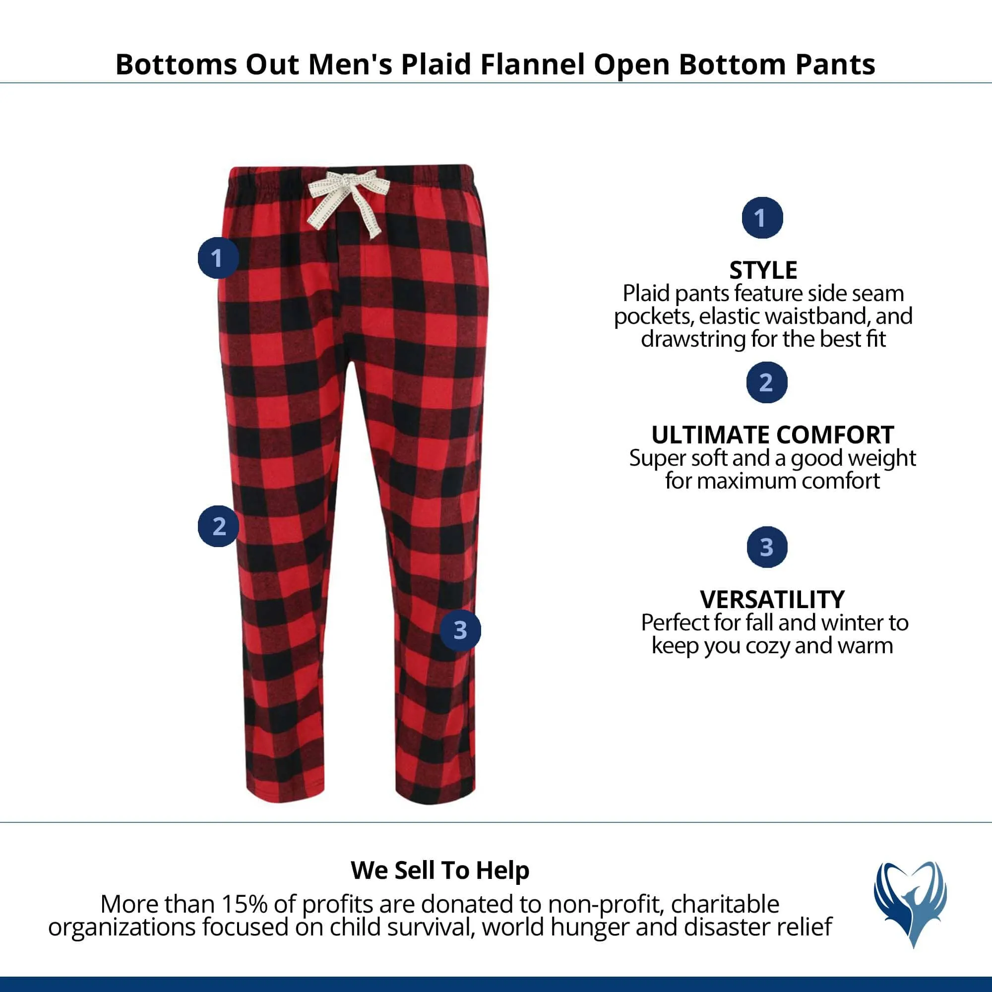 Bottoms Out Men's Plaid Flannel Open Bottom Pants