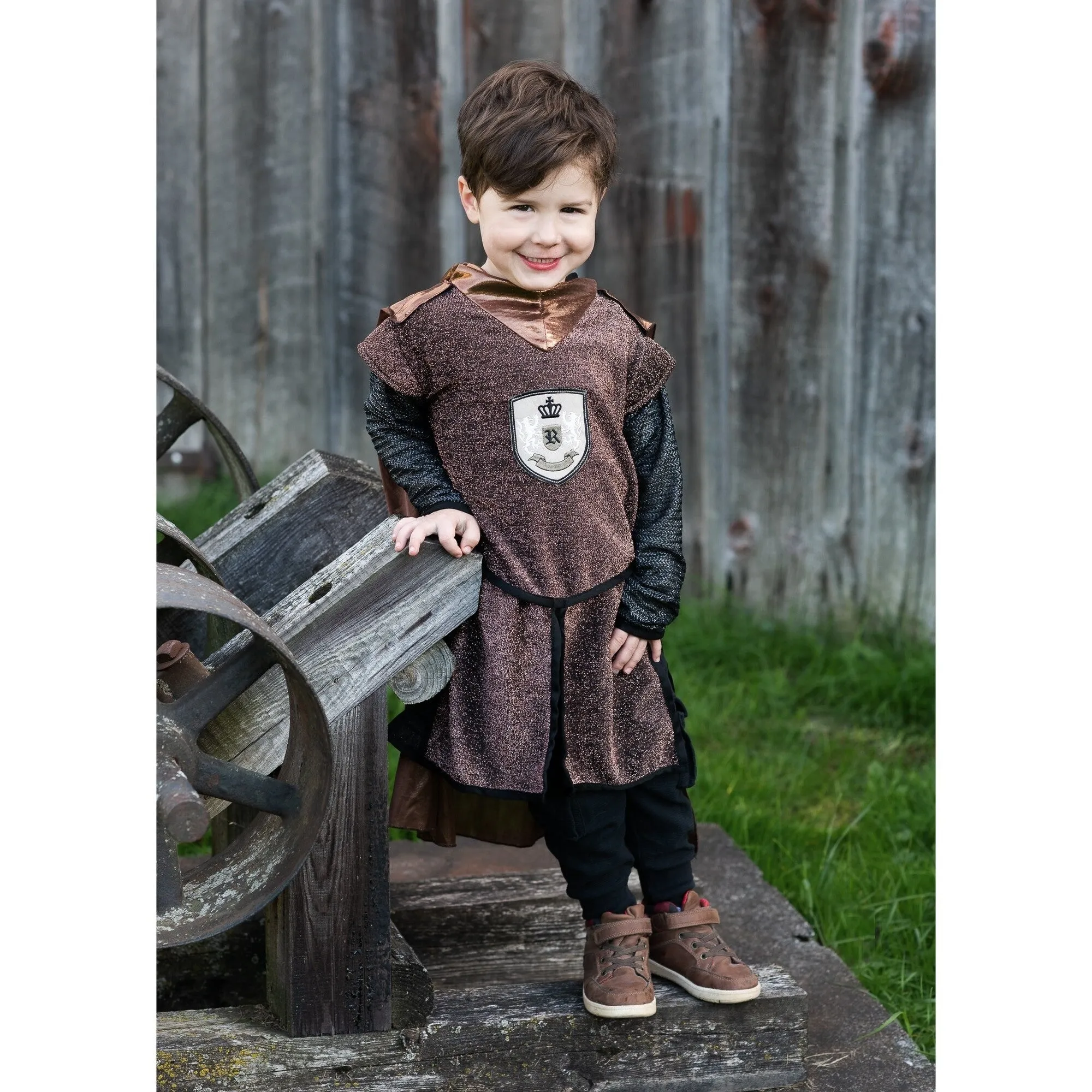 Brilliant Copper Knight Costumes with Tunic Cape and Crown Size 5-6