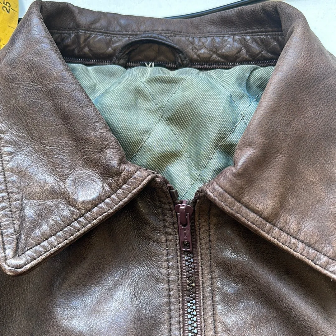 brown oversized leather jacket