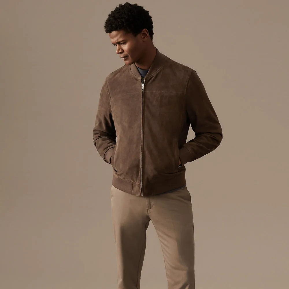 Brown suede Bomber Jacket For Men