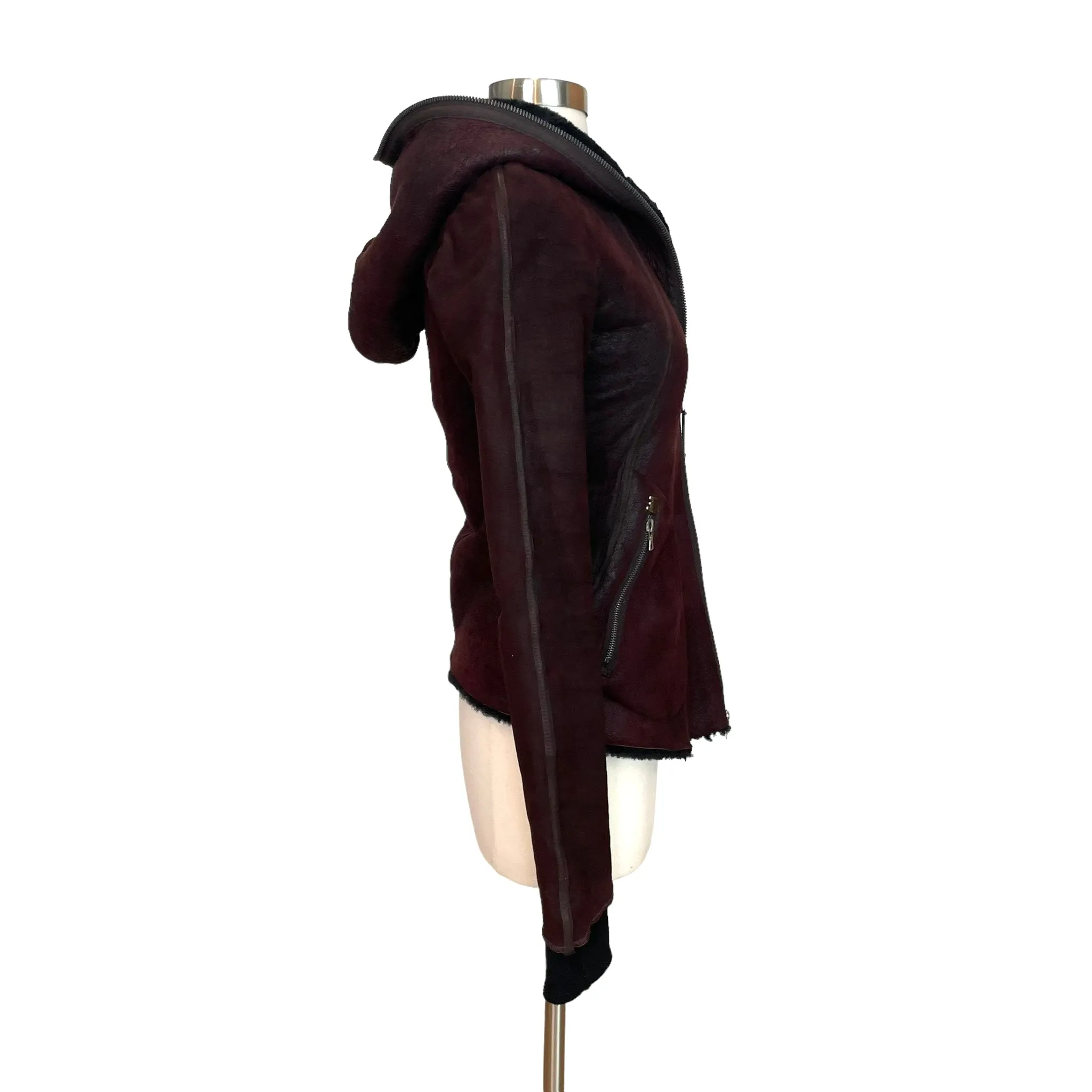 Burgundy Suede & Shearling Jacket - XS