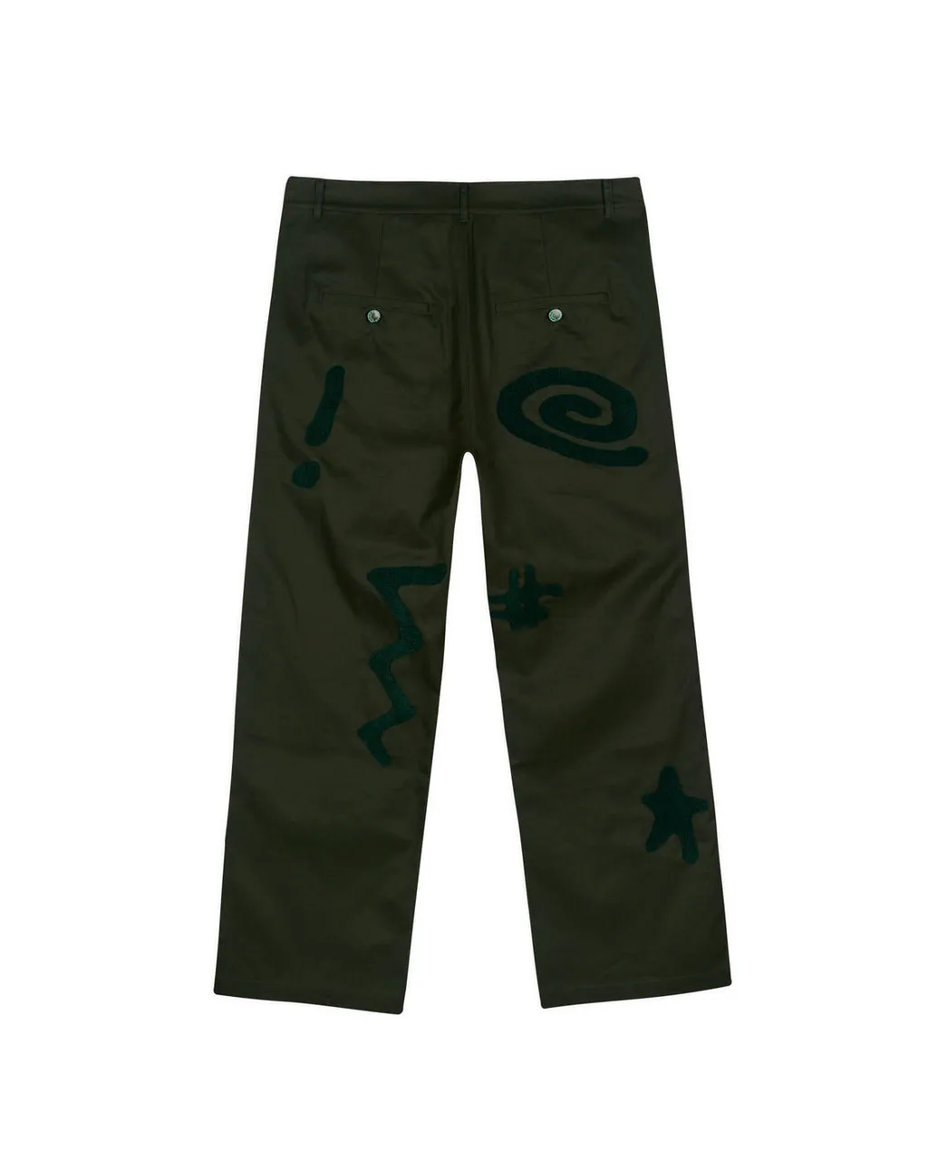 Chenille Symbols Four Pocket Pant, Deep Green