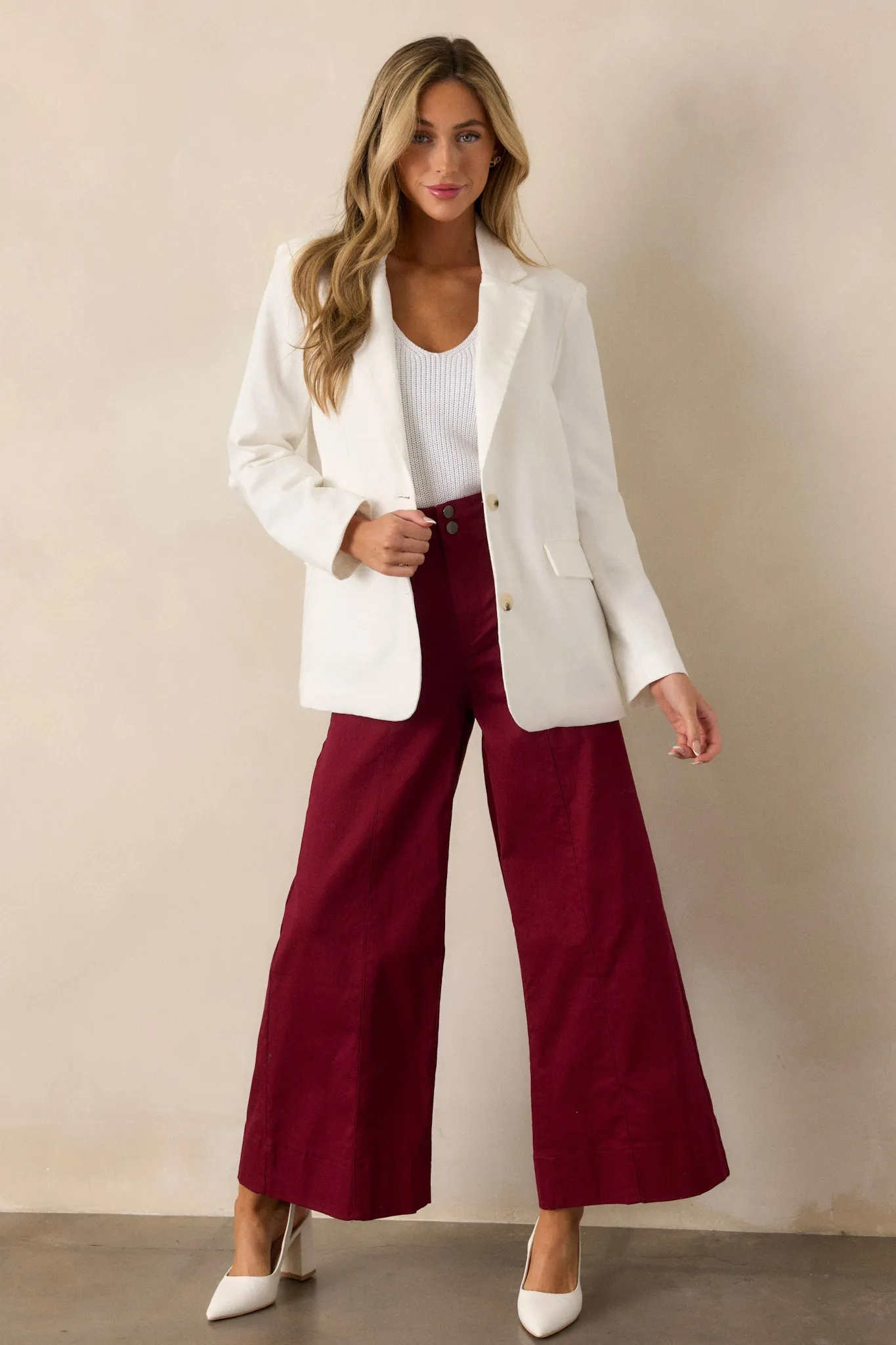 Daylight Glimmer Burgundy Wide Leg Pants