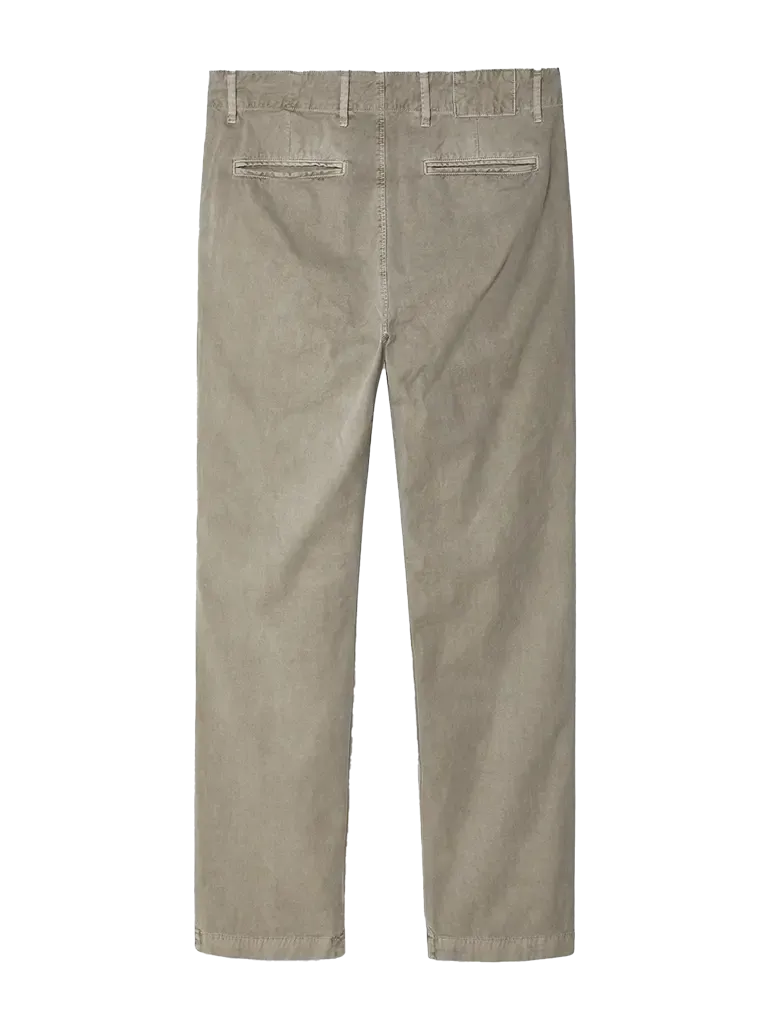 Distressed Button Fly Chino- Khaki