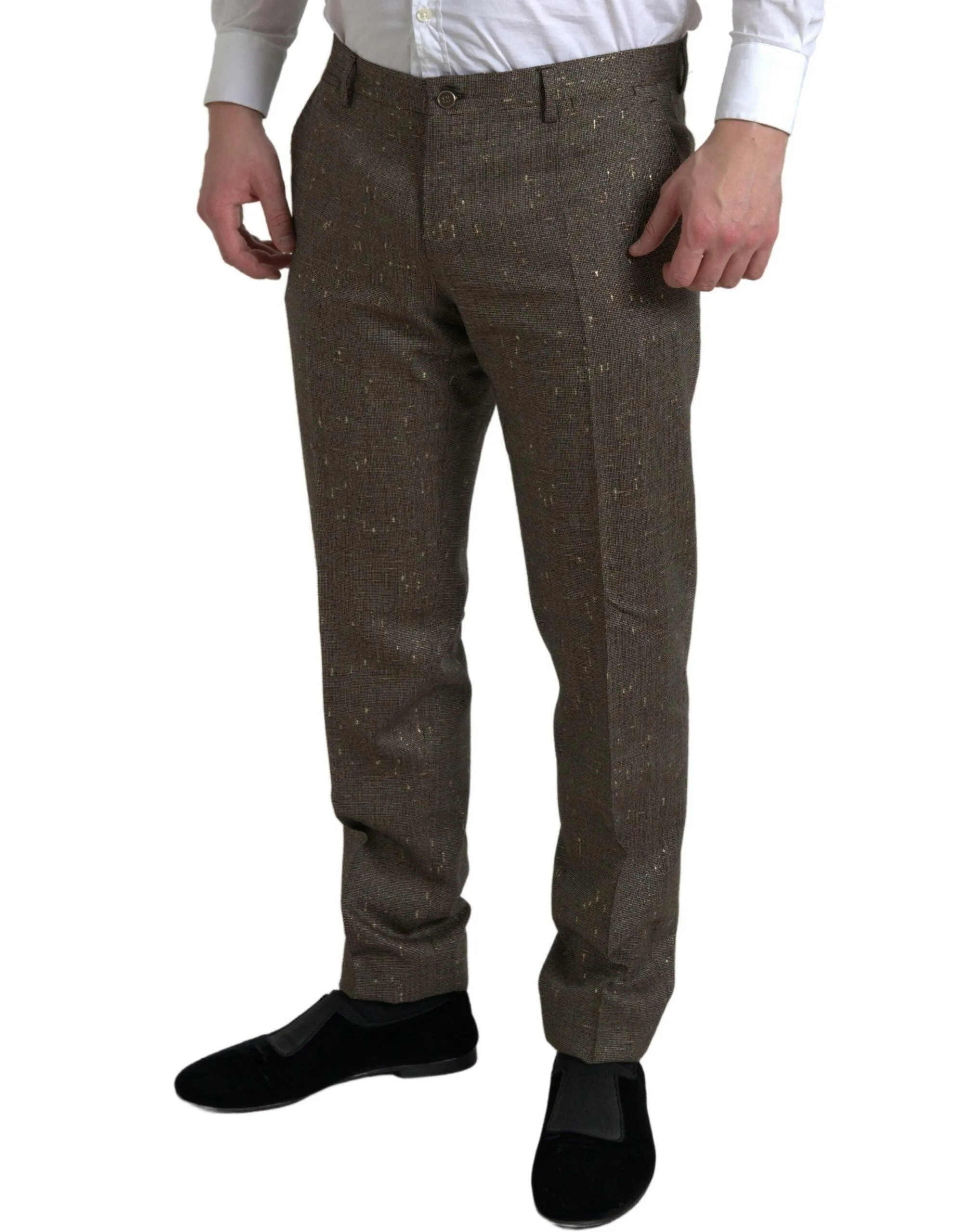 Dolce & Gabbana Brown Wool Dress Skinny Men Trouser Pants