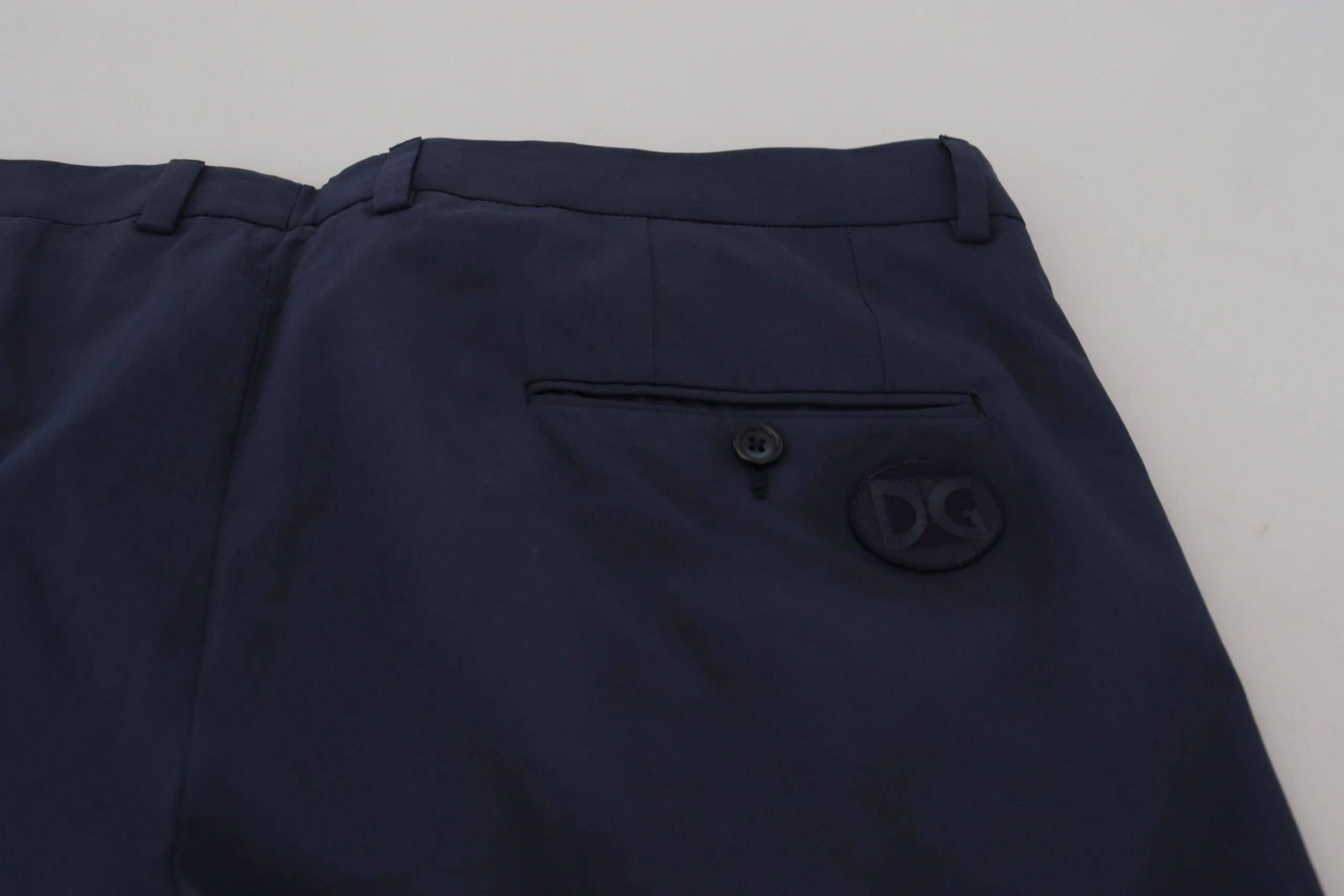 Dolce & Gabbana Dark Blue Cotton Chino Formal Pants