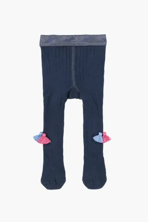 Everbloom Tassel Girls Tights - Navy