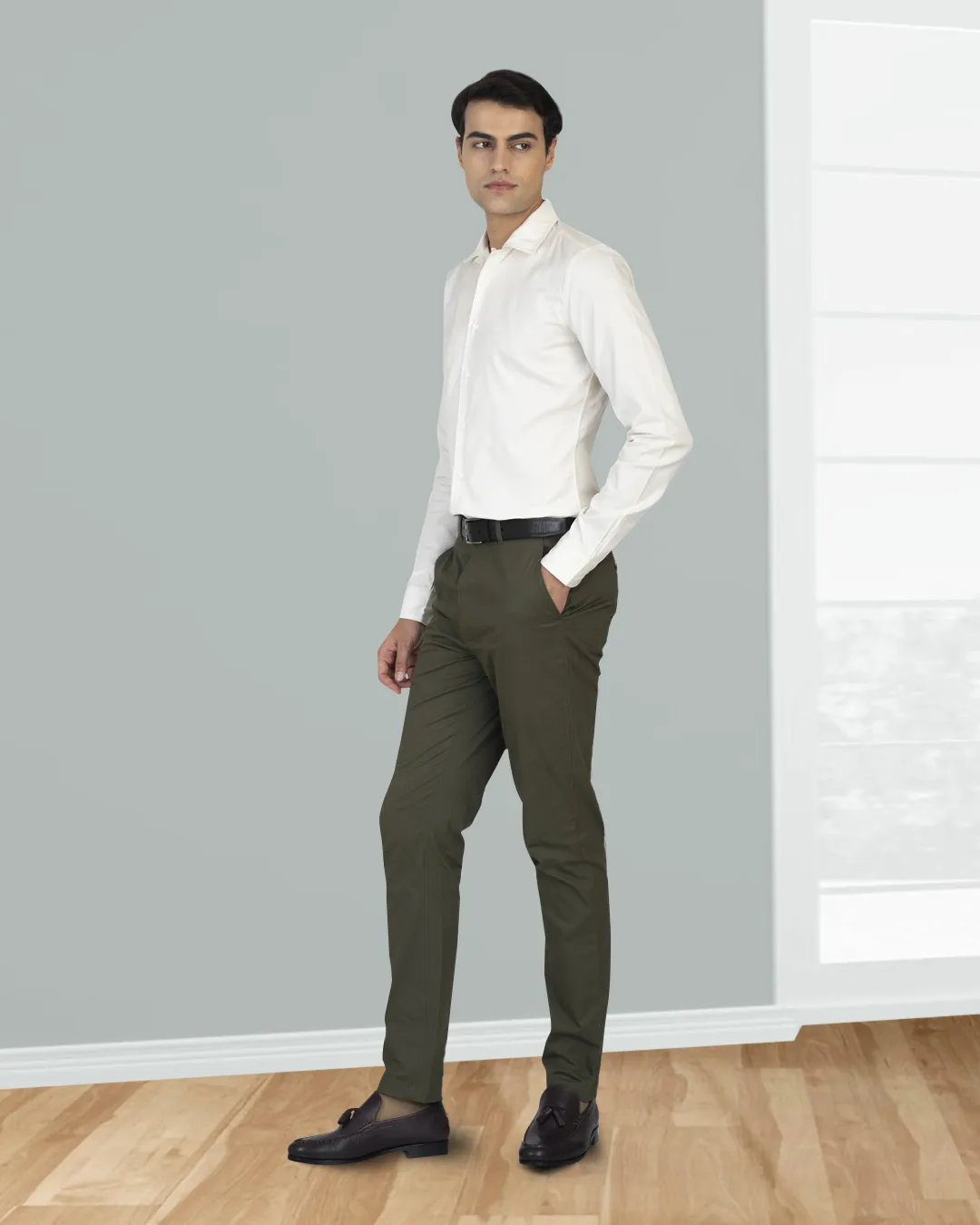 EZS Genoa Olive Green Chino