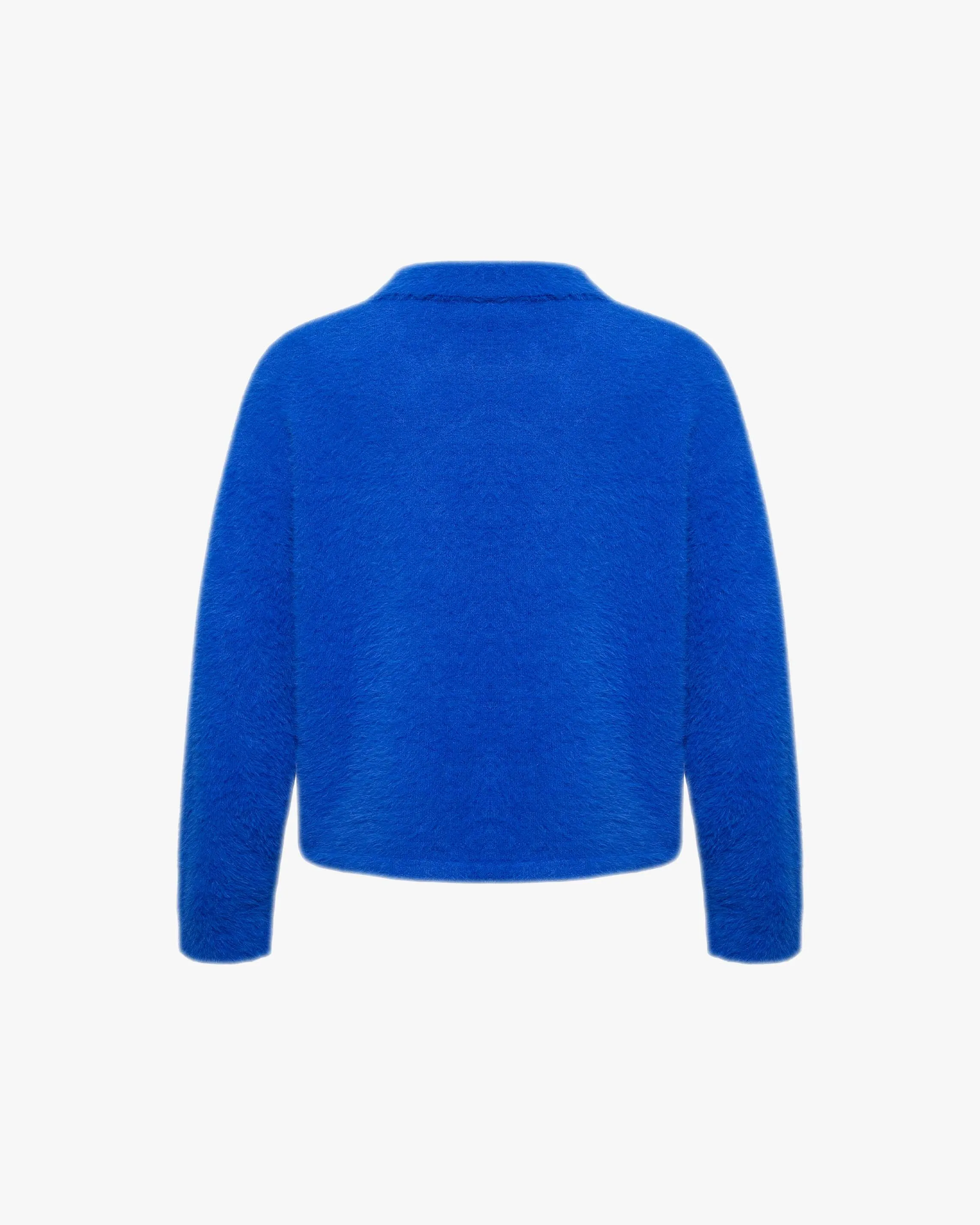 FAUX MINK POLO SWEATER ROYAL BLUE