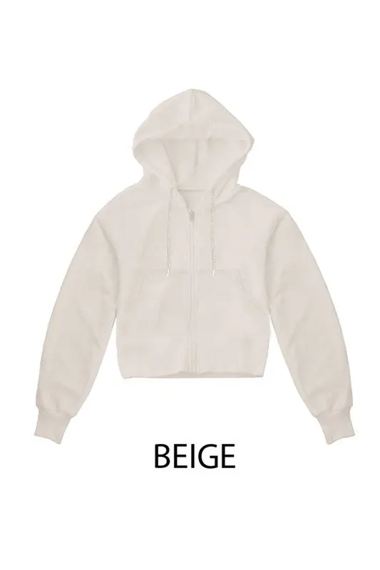 Fleece Crop Zip Hoodie