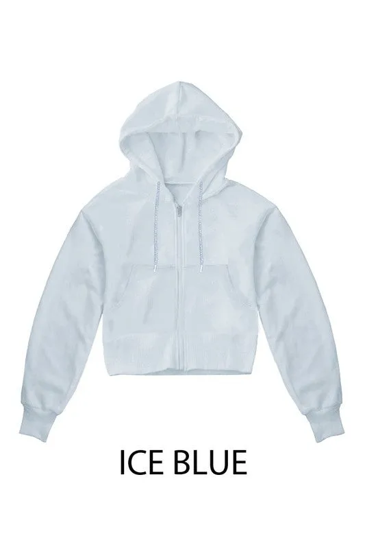 Fleece Crop Zip Hoodie