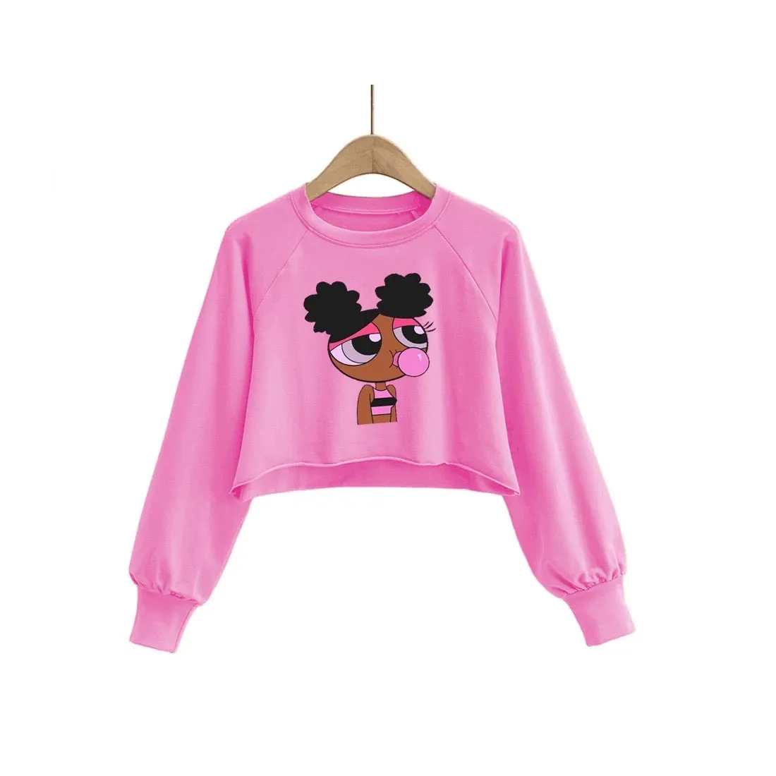 Graphic fashion comic crop Sweater top