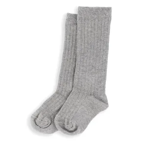 Gray Ribbed Kneesocks