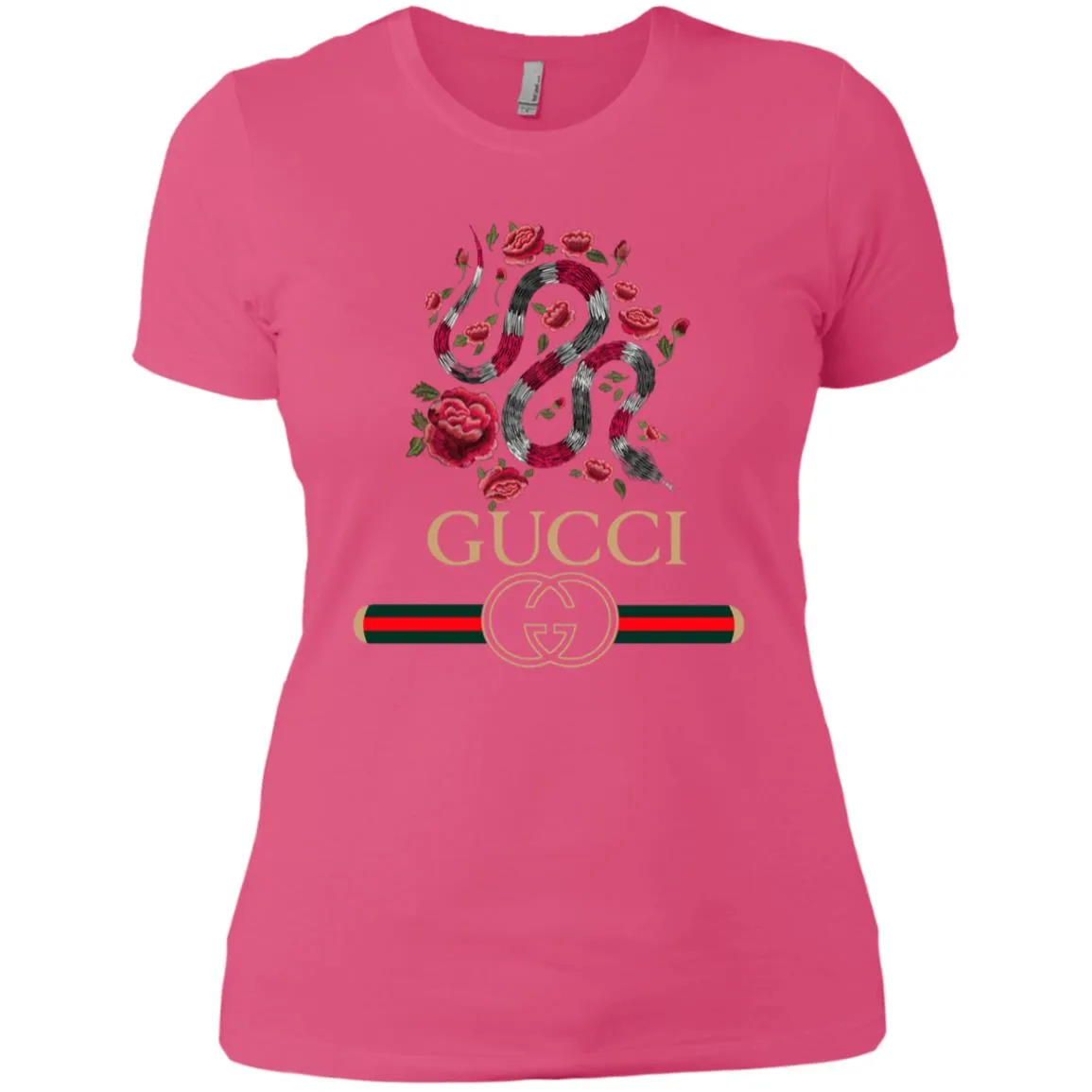 Gucci Logo Snake T-shirt Women Cotton T-Shirt