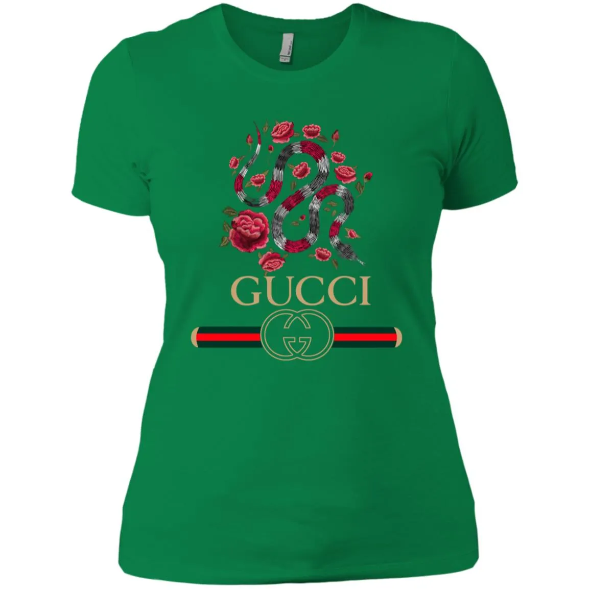 Gucci Logo Snake T-shirt Women Cotton T-Shirt