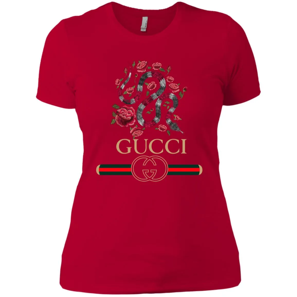 Gucci Logo Snake T-shirt Women Cotton T-Shirt