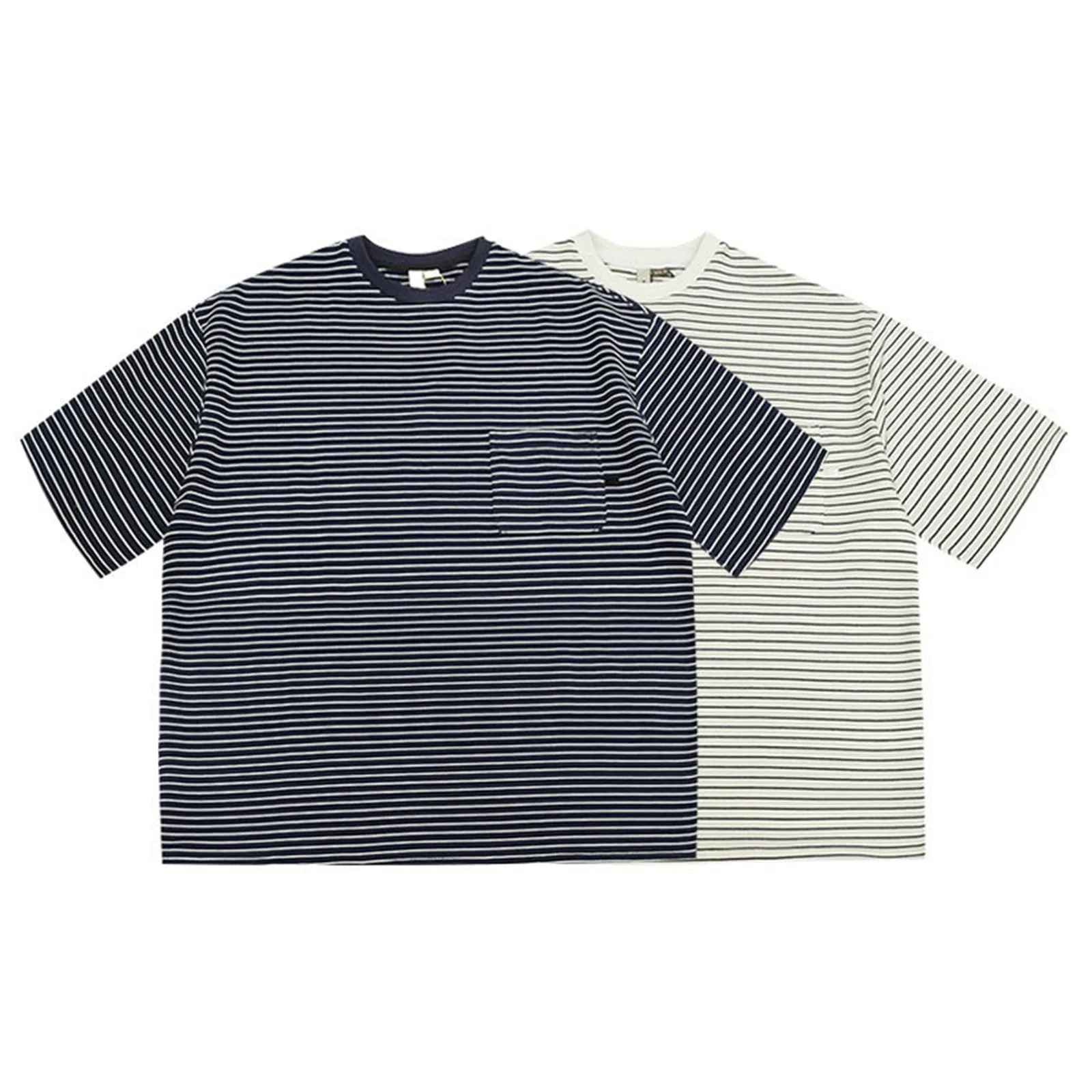 Japanese Striped Round Neck Pullover Unisex T-shirt