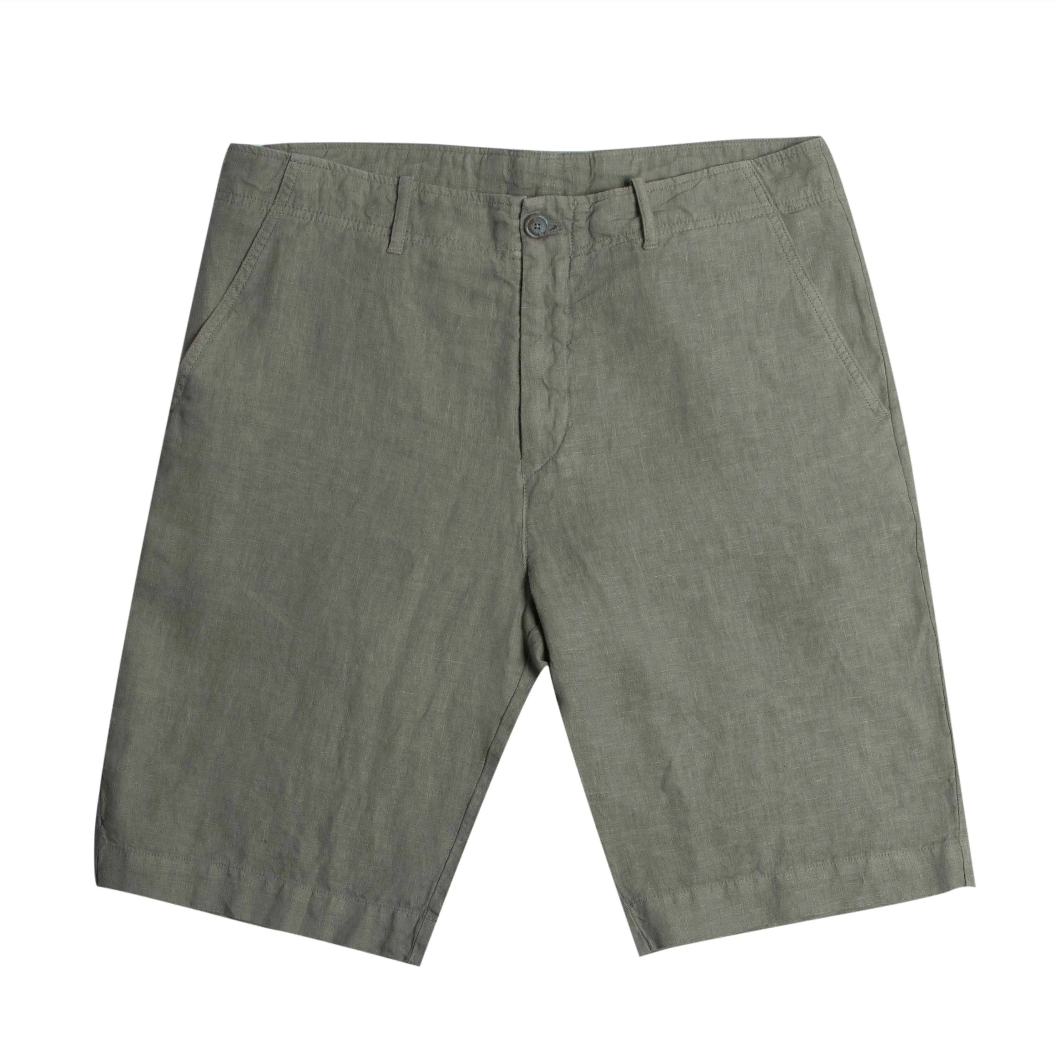 Khaki Green Linen Chino Shorts