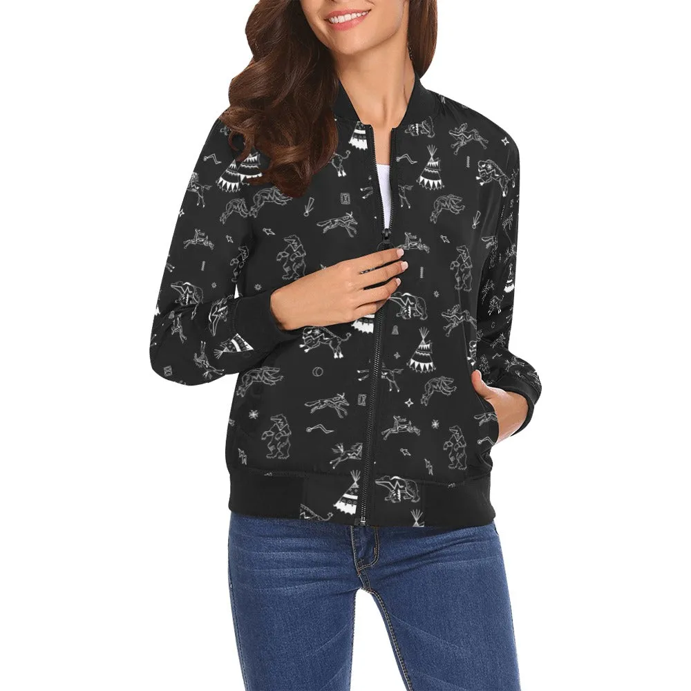 Ledger Dabbles Black Bomber Jacket for Women