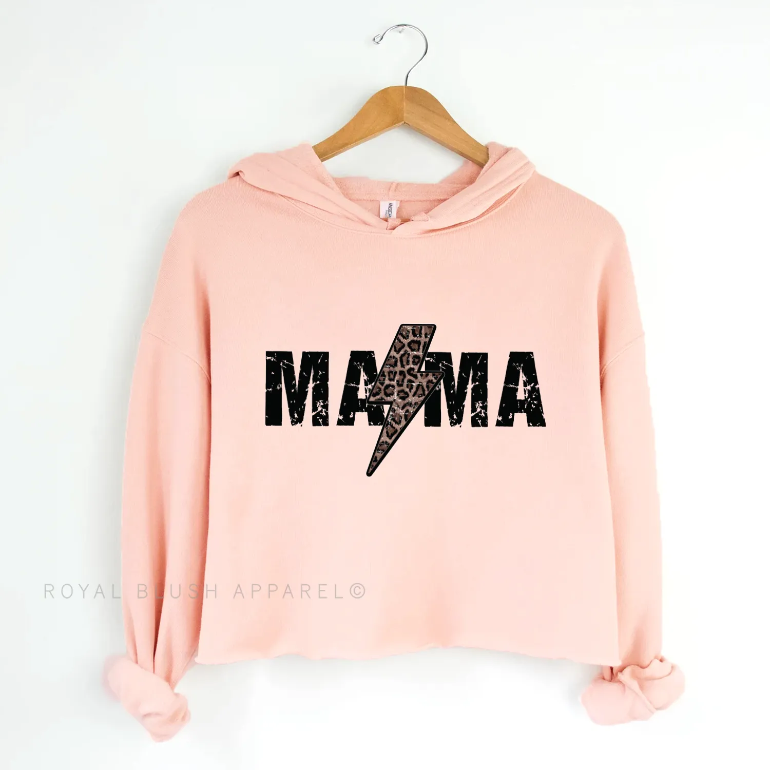 Mama Lightning Black Independent Crop Hoodie