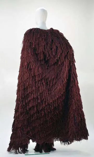 Mila Schon Burgundy Silk Fringe Cape with Matching Fringe Pants