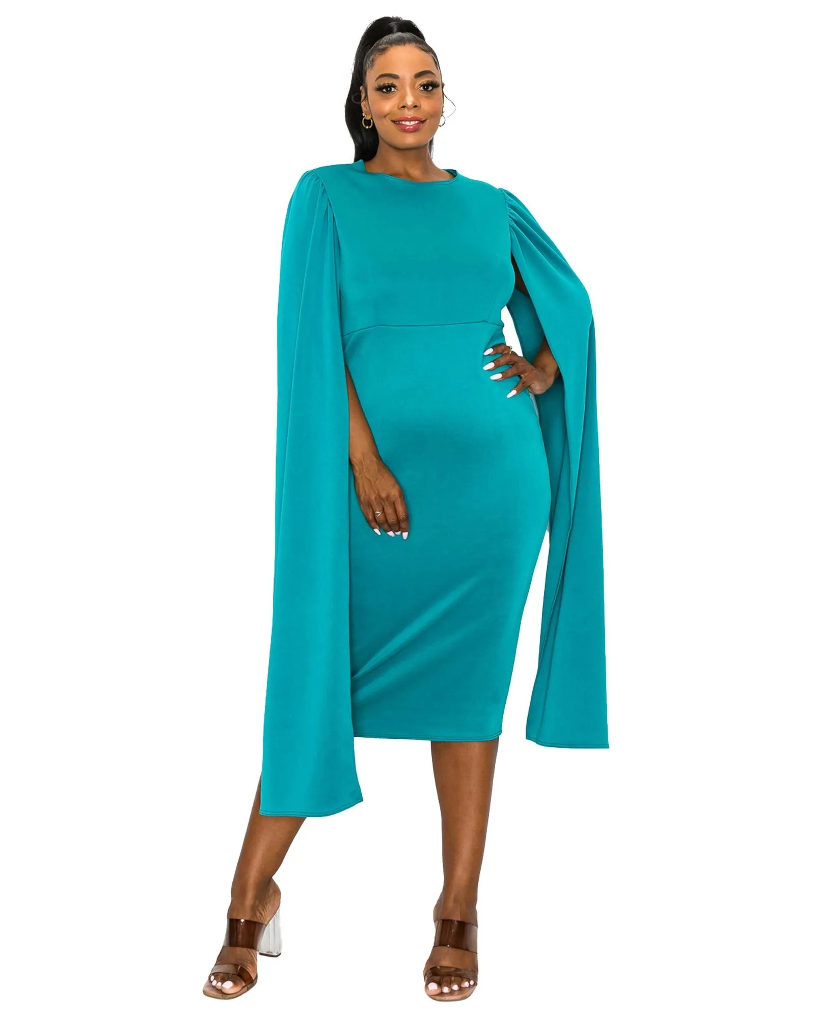 Naomi Cape Dress | Jade