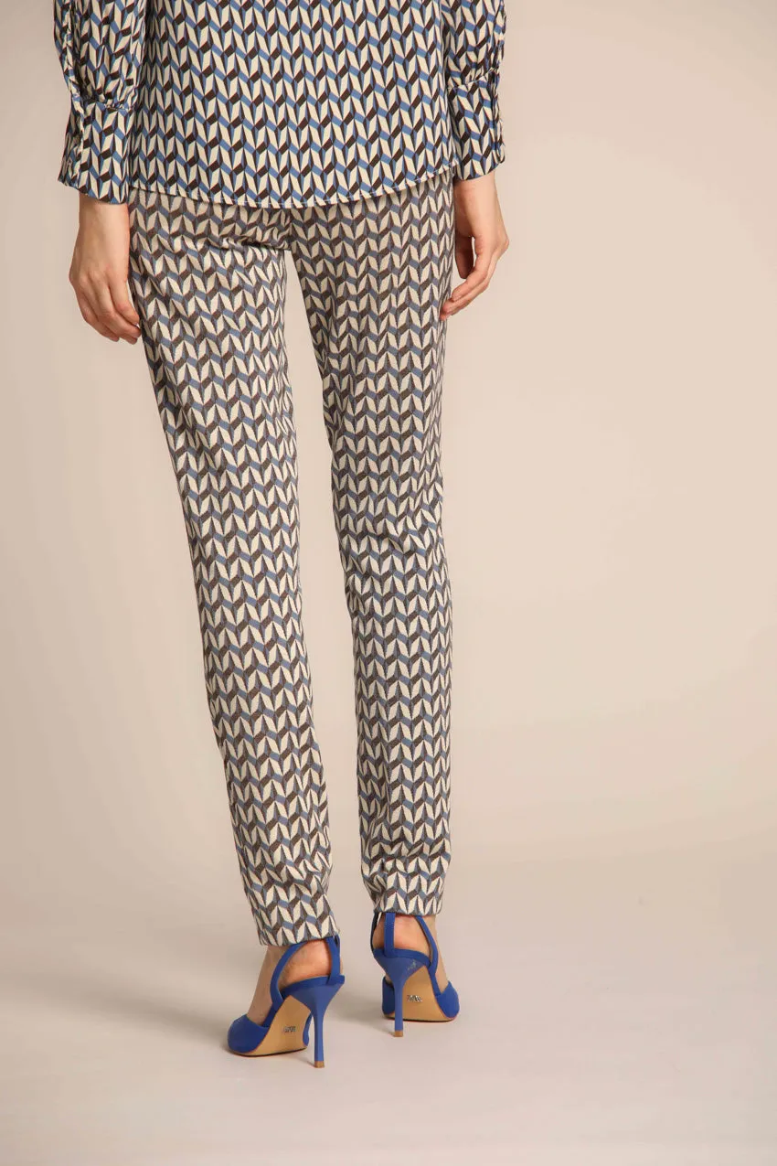 New York Slim pantalone chino donna in jersey con fantasia geometrica slim fit