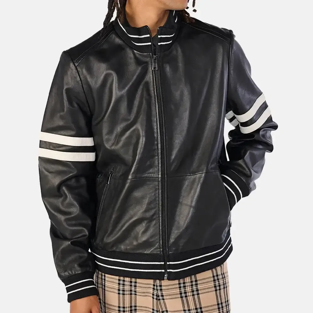 Odyssey Onyx Leather Jacket | Leather Bomber Jacket