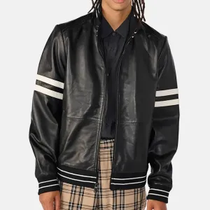 Odyssey Onyx Leather Jacket | Leather Bomber Jacket