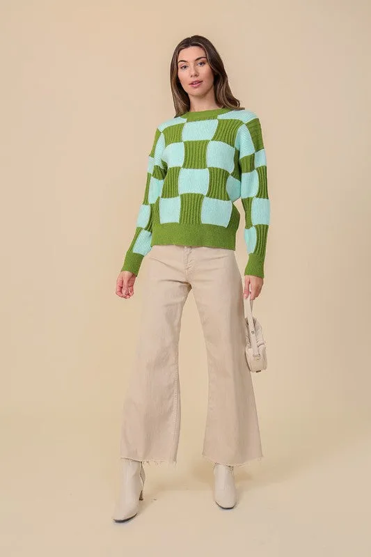 OVERSIZED CONTRAST CHECKERBOARD TOP