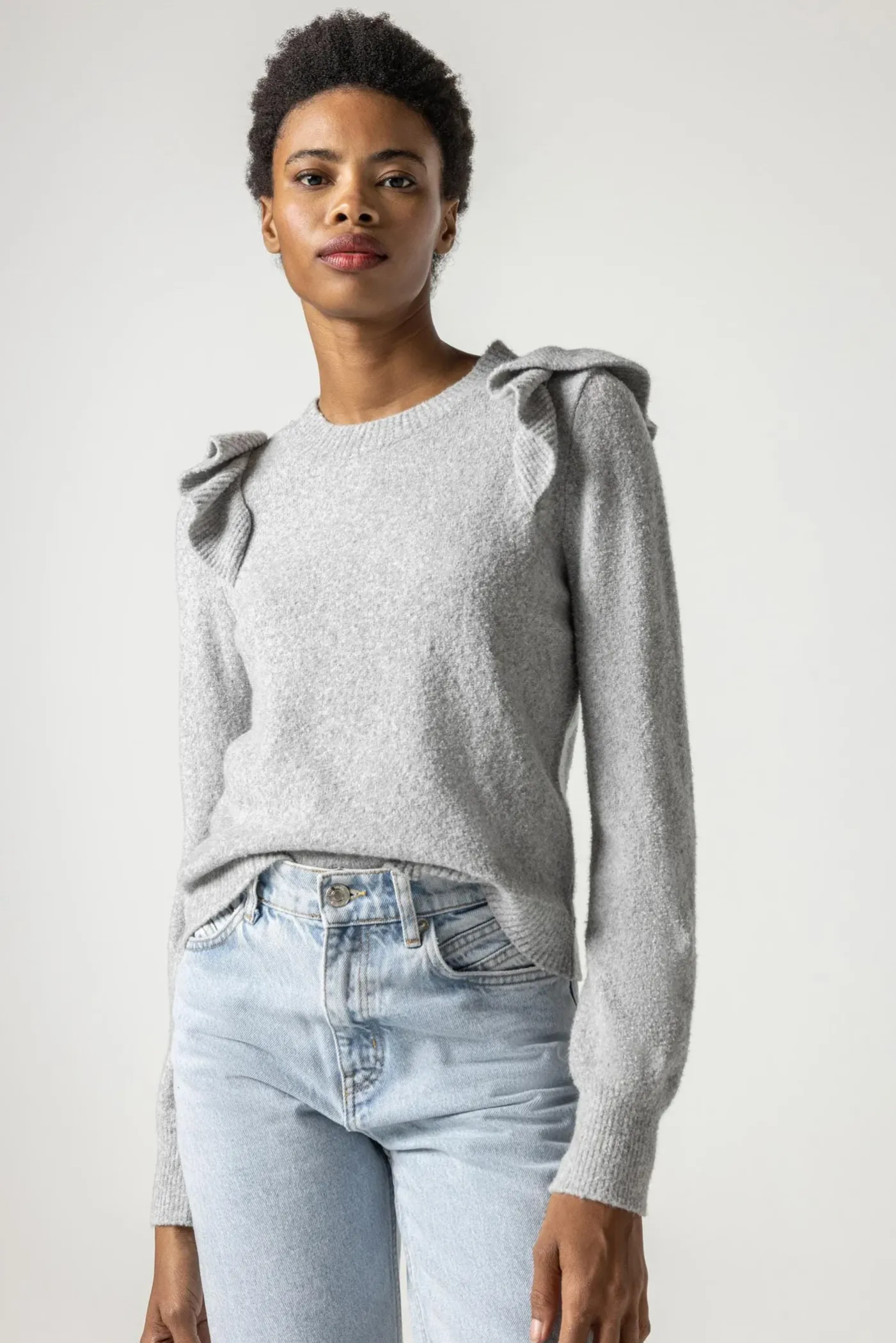 PA2258a Lilla P Easy Ruffle Crewneck Sweater