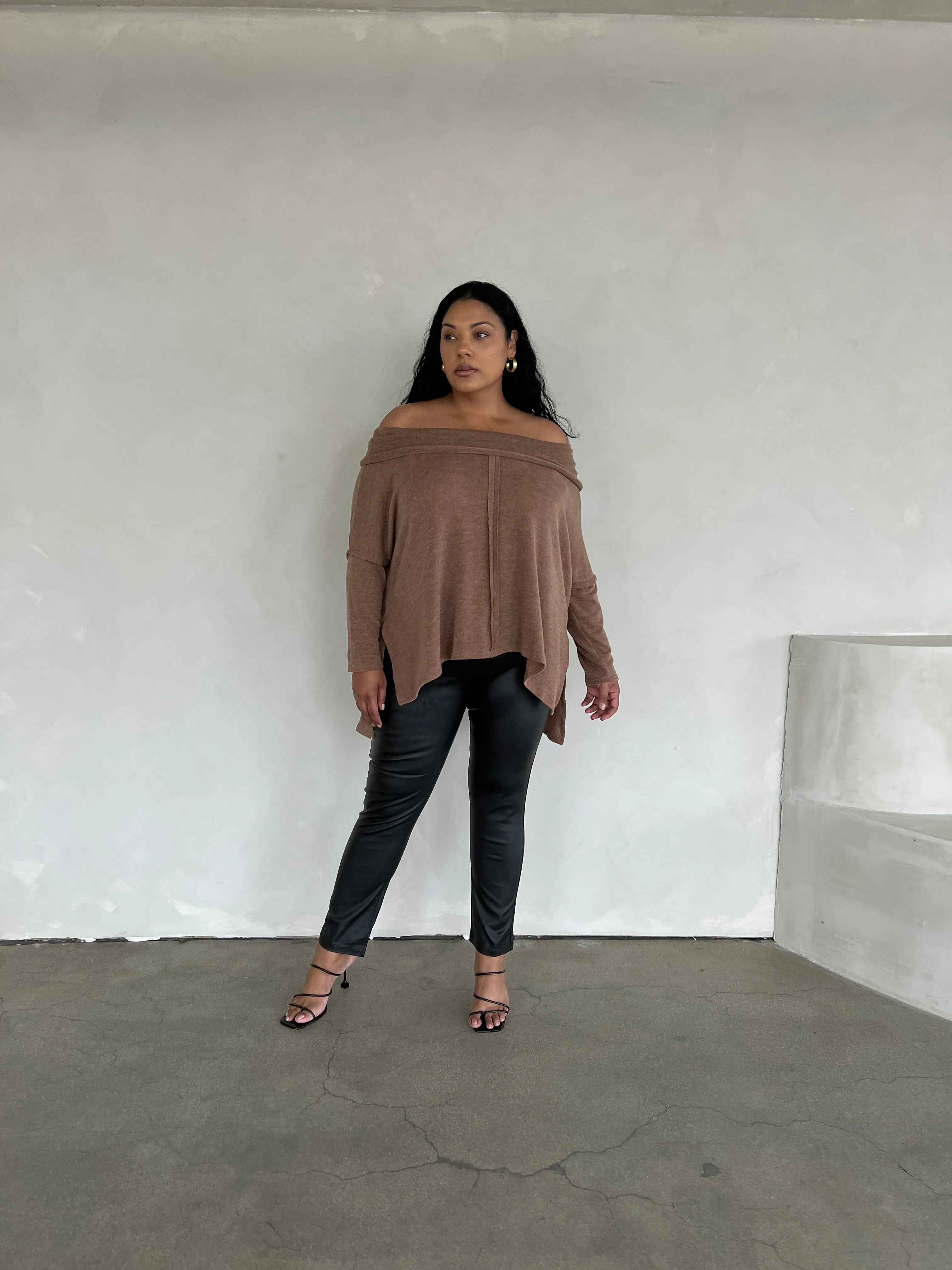 Plus Size Folded Off The Shoulder Sweater