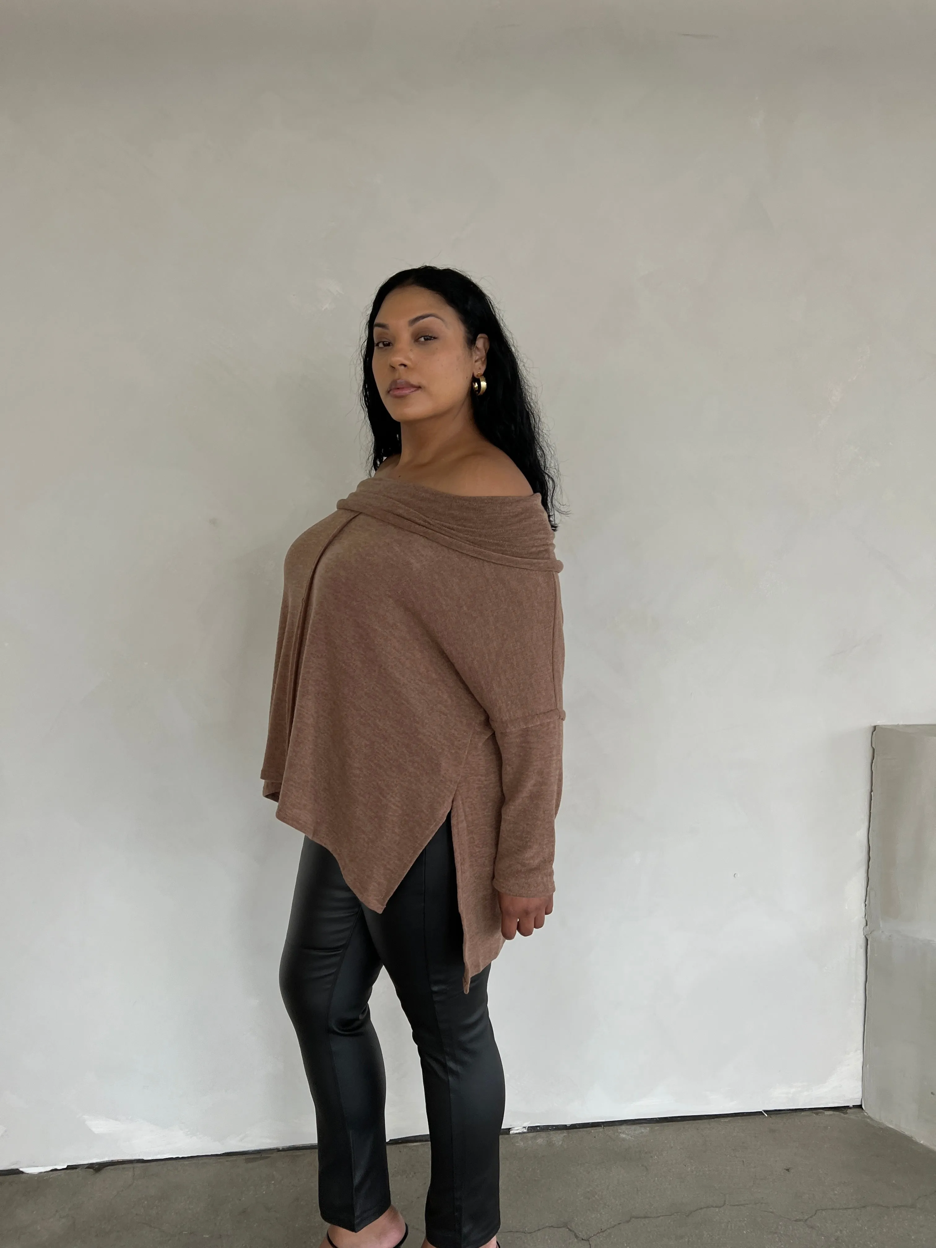 Plus Size Folded Off The Shoulder Sweater