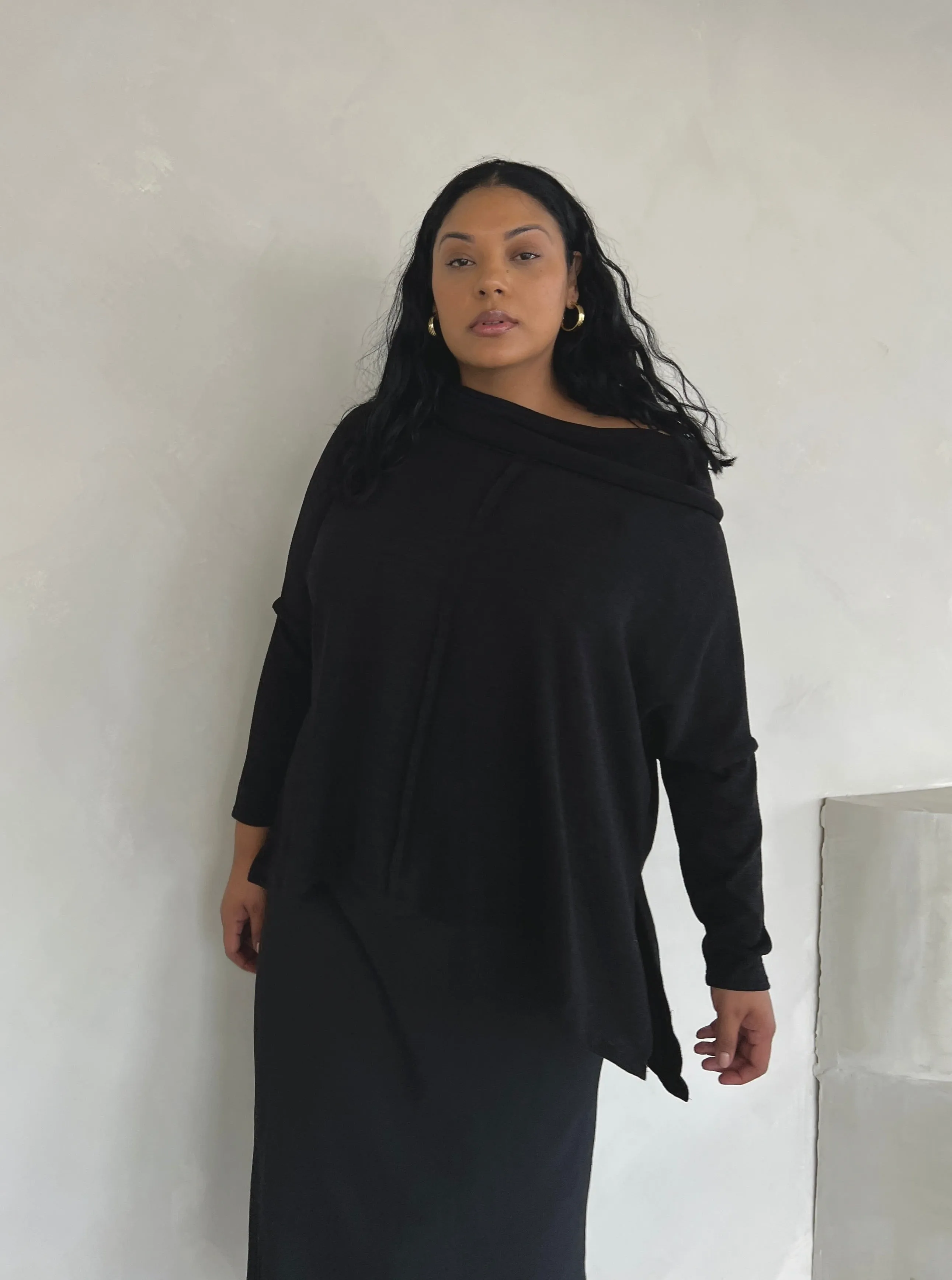 Plus Size Folded Off The Shoulder Sweater