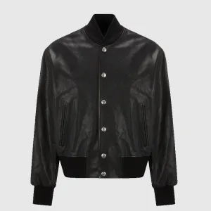 Premium Quality Mens Leather bomber jacket - Black