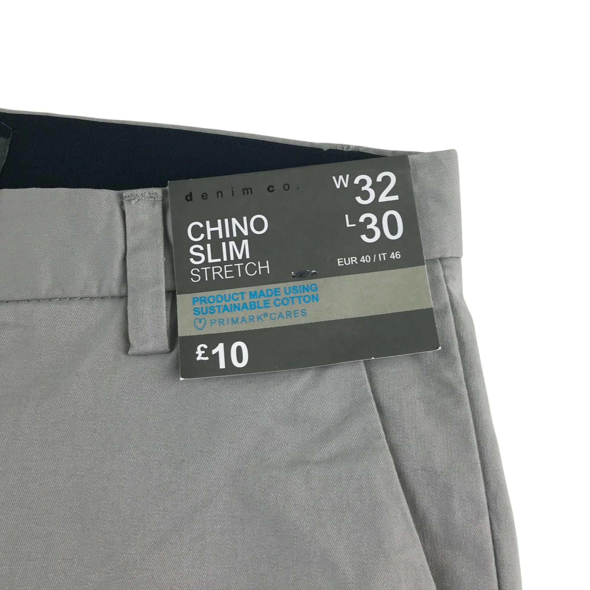 Primark trousers W32 L30 grey slim stretchy chino style smart casual