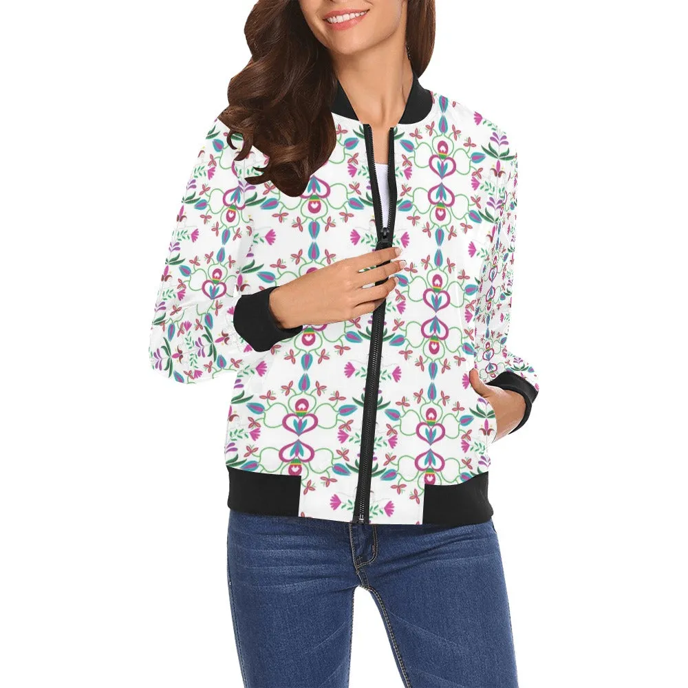 Quilled Divine White Bomber Jacket for Women