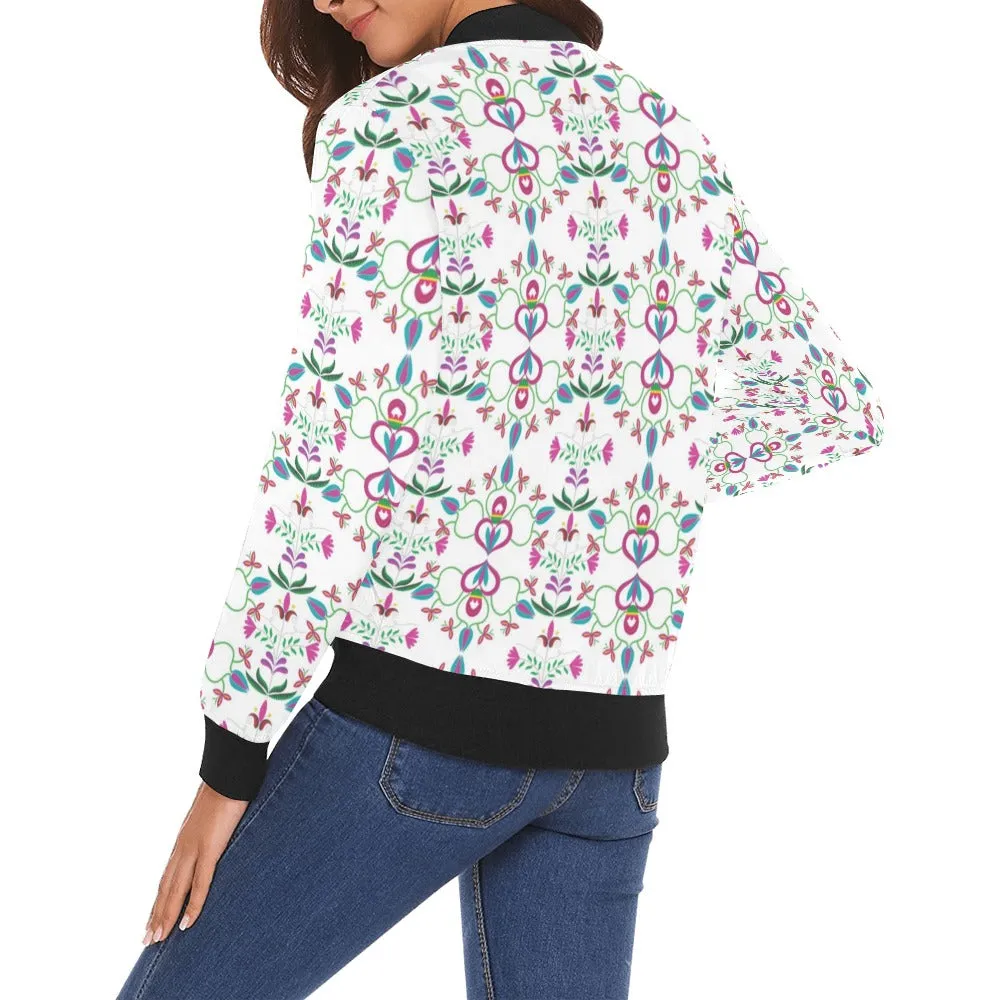 Quilled Divine White Bomber Jacket for Women